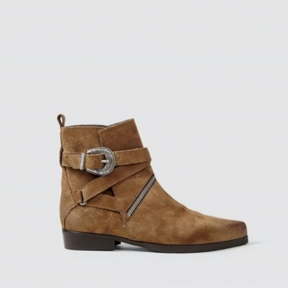 AllSaints Womens Tejus Suede Ankle Zip Boot Size 40